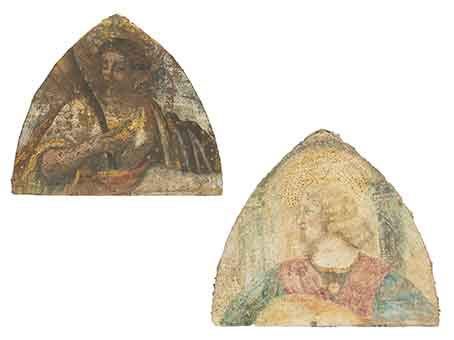 Null Paire de peintures de porte représentant Sainte Catherine et une femme nobl&hellip;