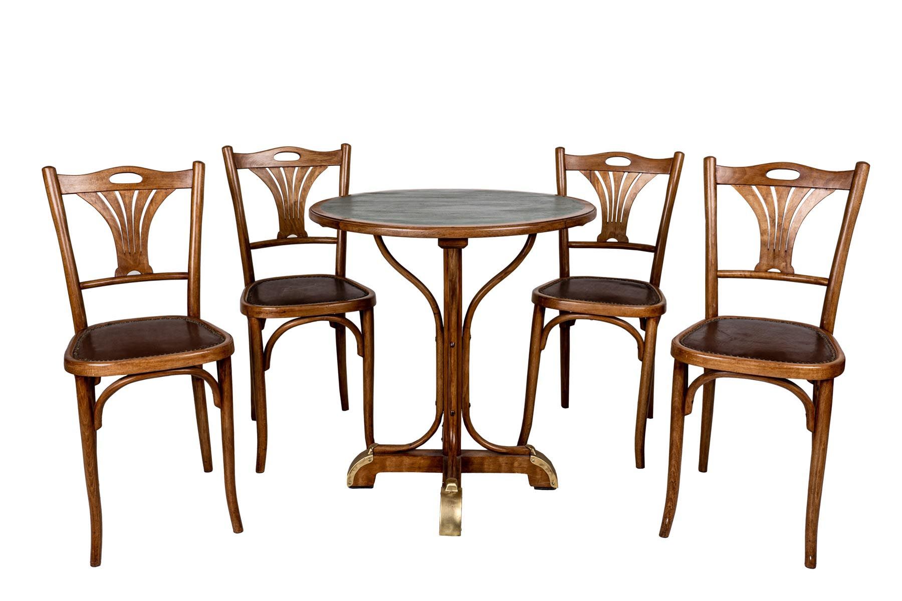 Null Ensemble de table bistro et 4 chaises en hêtre courbé 

Lyon 1920 

table d&hellip;