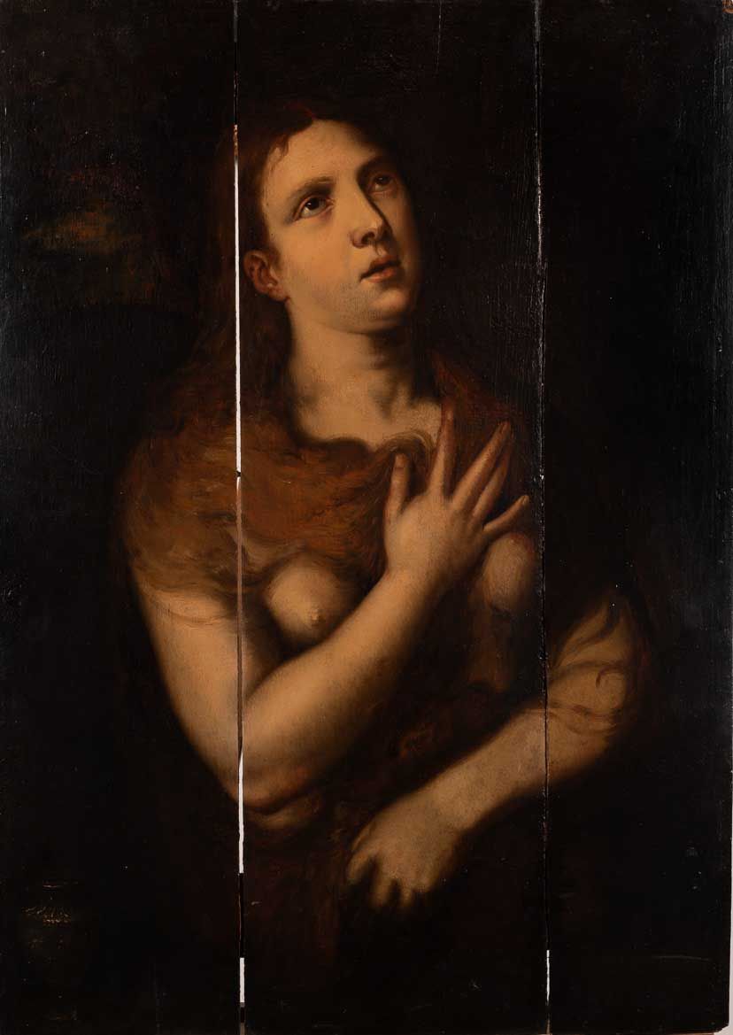 Null 佛罗伦萨学校，抹大拉的玛利亚

17世纪

板上油彩

84x60厘米

佛罗伦萨皮蒂宫博物馆保存的17世纪提香-维切利奥的《抹大拉的圣母》副本（In&hellip;