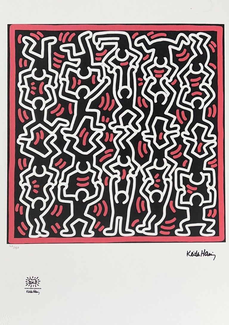 Keith Haring 凯斯-哈林_x000D_
石版画_x000D_
cm 70x50_x000D_
印刷品107/250 左下_x000D_
左下角有Ke&hellip;