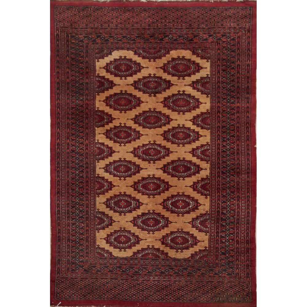 TAPPETO KASHMIR BOKARA 博卡拉-克什米尔地毯。

棉质的经线和纬线，羊毛的绒毛。巴基斯坦 20世纪。



182 x 129厘米。