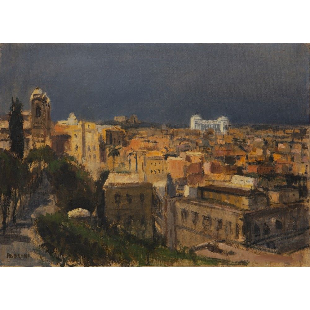 GERMANO PAOLINI, Da Villa Medici, Olio su tela GERMANO PAOLINI (Brescia 1950) 

&hellip;