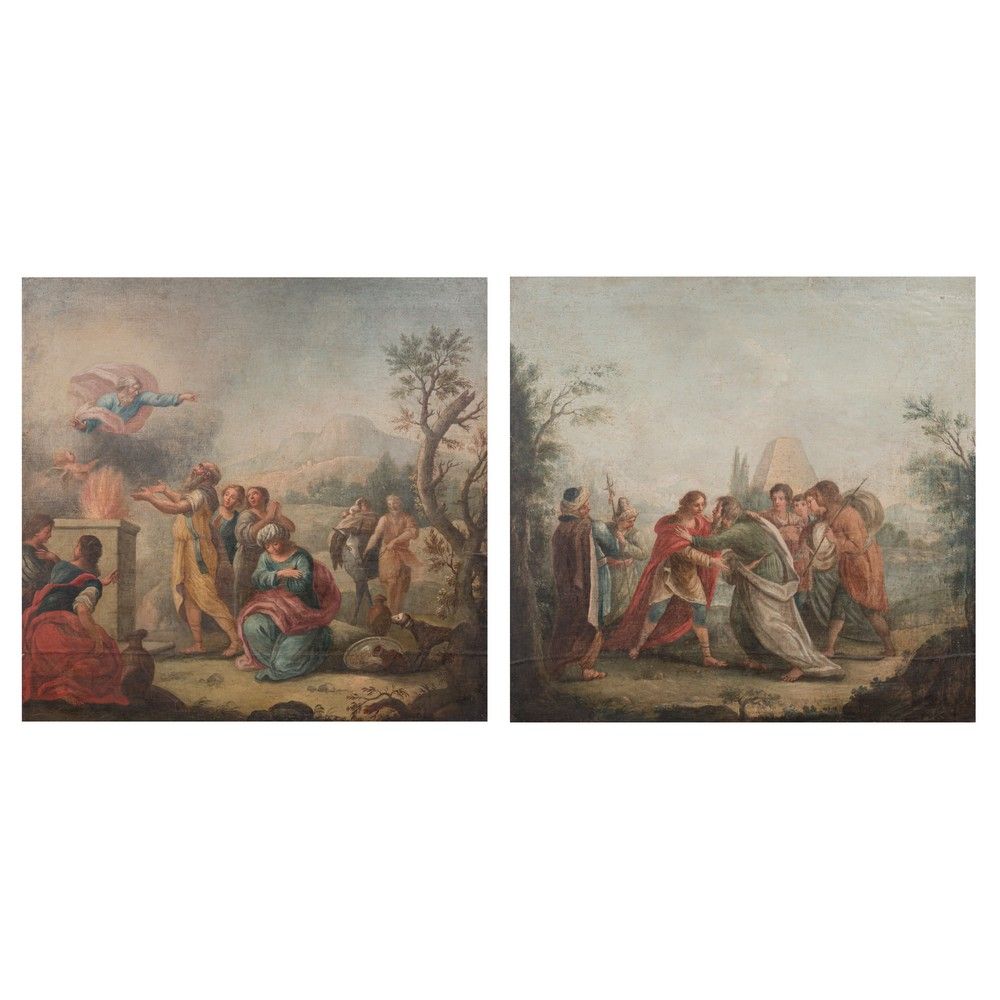 SCUOLA VENETA DEL XVIII SECOLO, Scene Bibliche 18世纪的威尼斯画派

圣经》中的场景

重要的一对布面油画，装在&hellip;