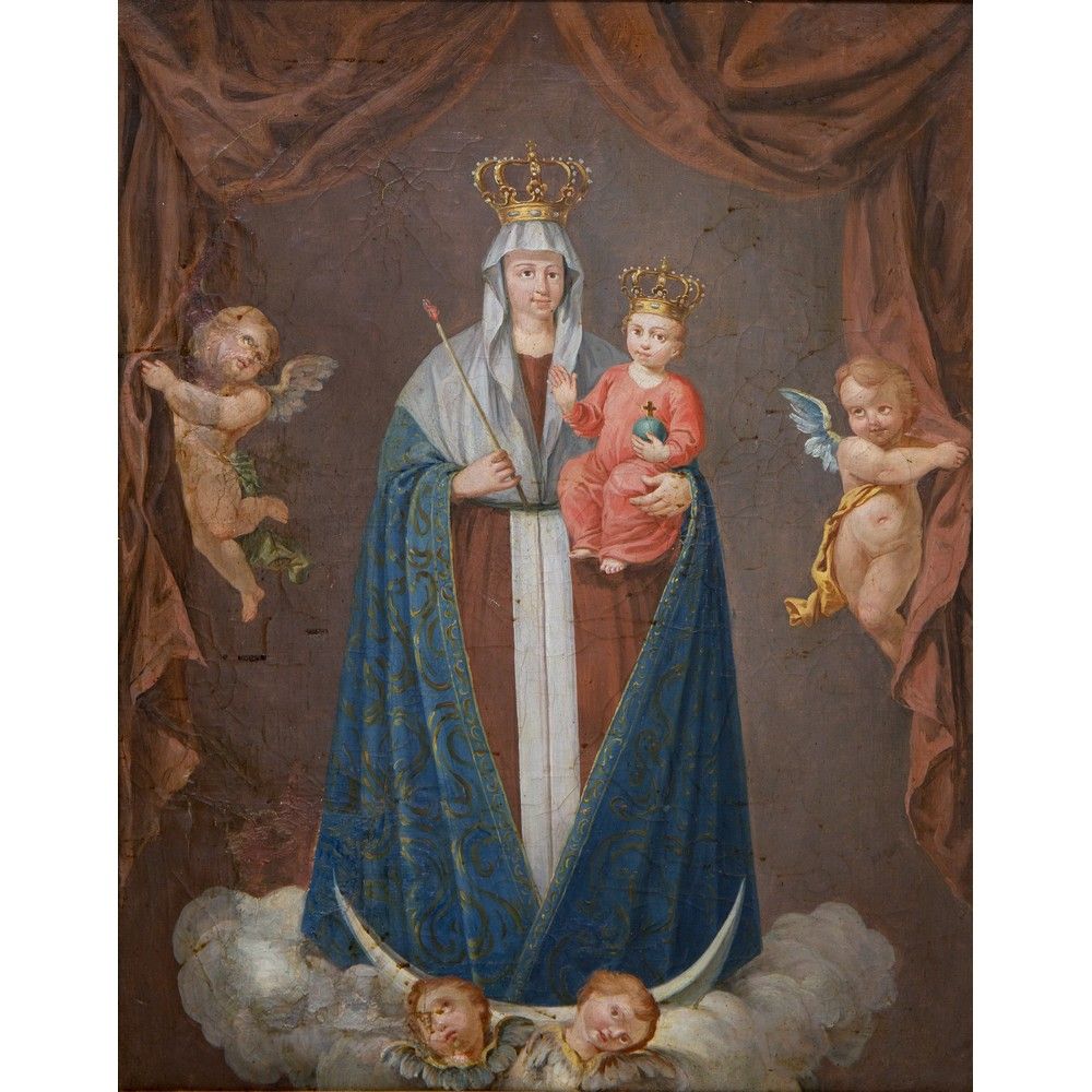 SCUOLA ITALIANA XIX SECOLO, Madonna con bambino, Olio su tela ITALIENISCHE SCHUL&hellip;