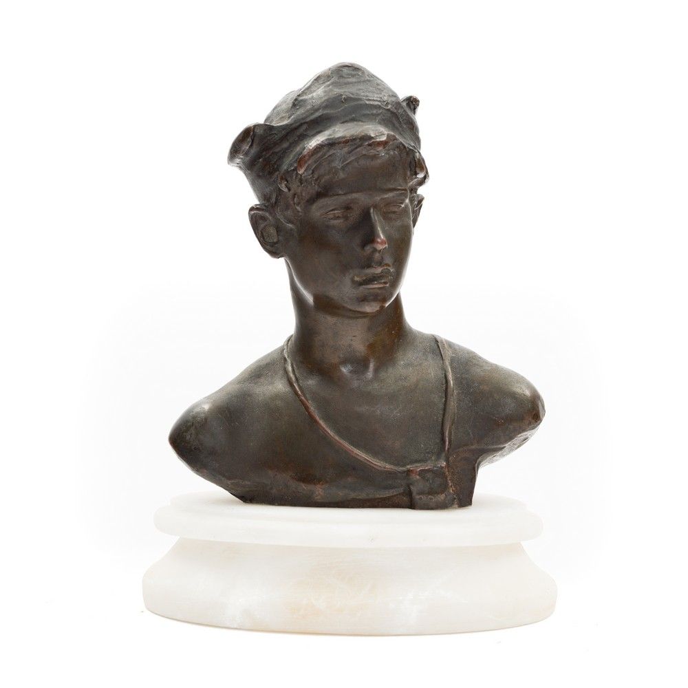 DOMENICO DE LISI, Mezzobusto di ragazzo, Scultura in bronzo 多梅尼科-德-利西（巴勒莫1870-19&hellip;