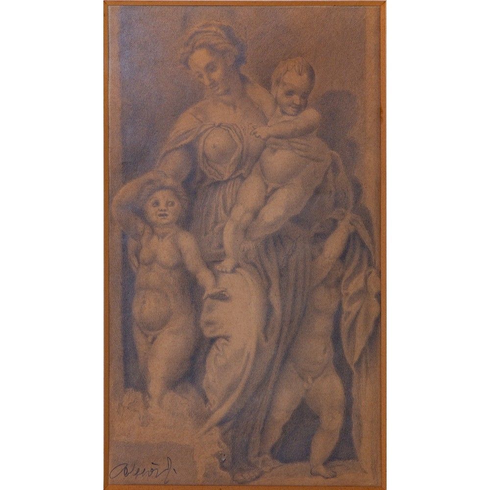 PITTORE DEI PRIMI DEL '900, Matita su carta 20世纪初的画家

女性形象和儿童

纸上铅笔

左下角有签名。



&hellip;