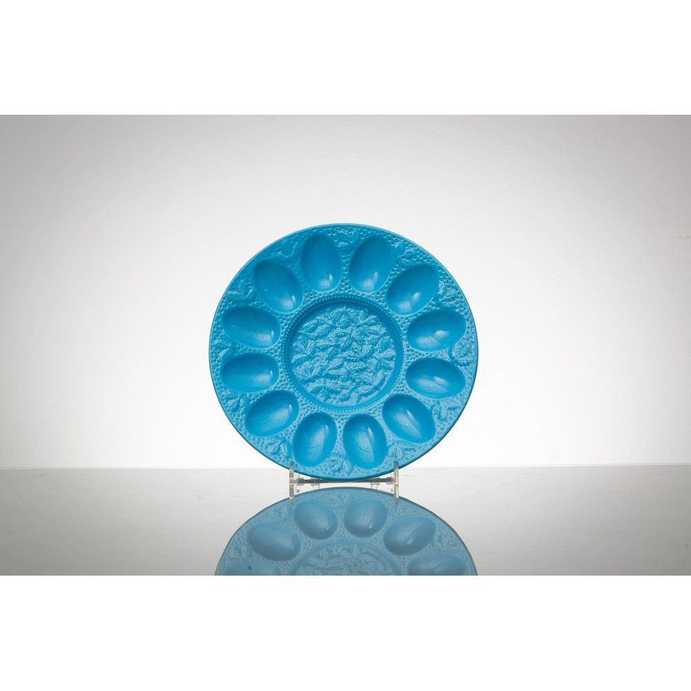 PIATTO PORTAUOVA in ceramica smaltata Ceramic dish glazed in shades of turquoise&hellip;