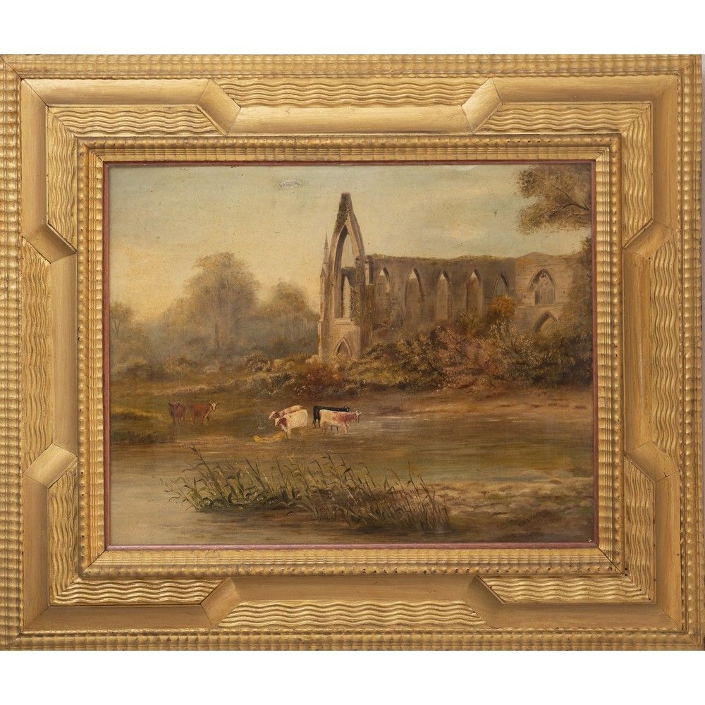 C. J. EVANS, Olio su tela C. J. EVANS 

Paesaggio bucolico con rovine - 1914 

O&hellip;