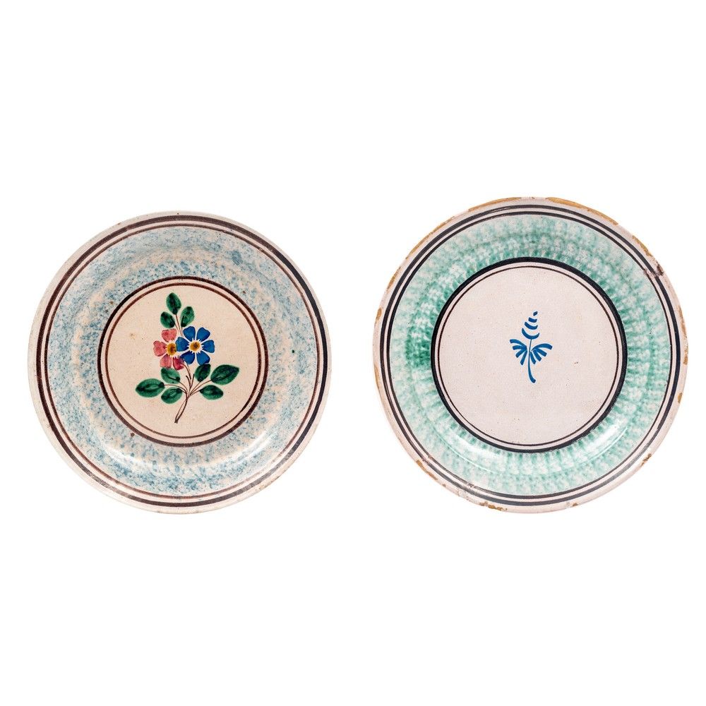 DUE FANGOTTI in ceramica smaltata e decorata ZWEI verglaste und verzierte Kerami&hellip;