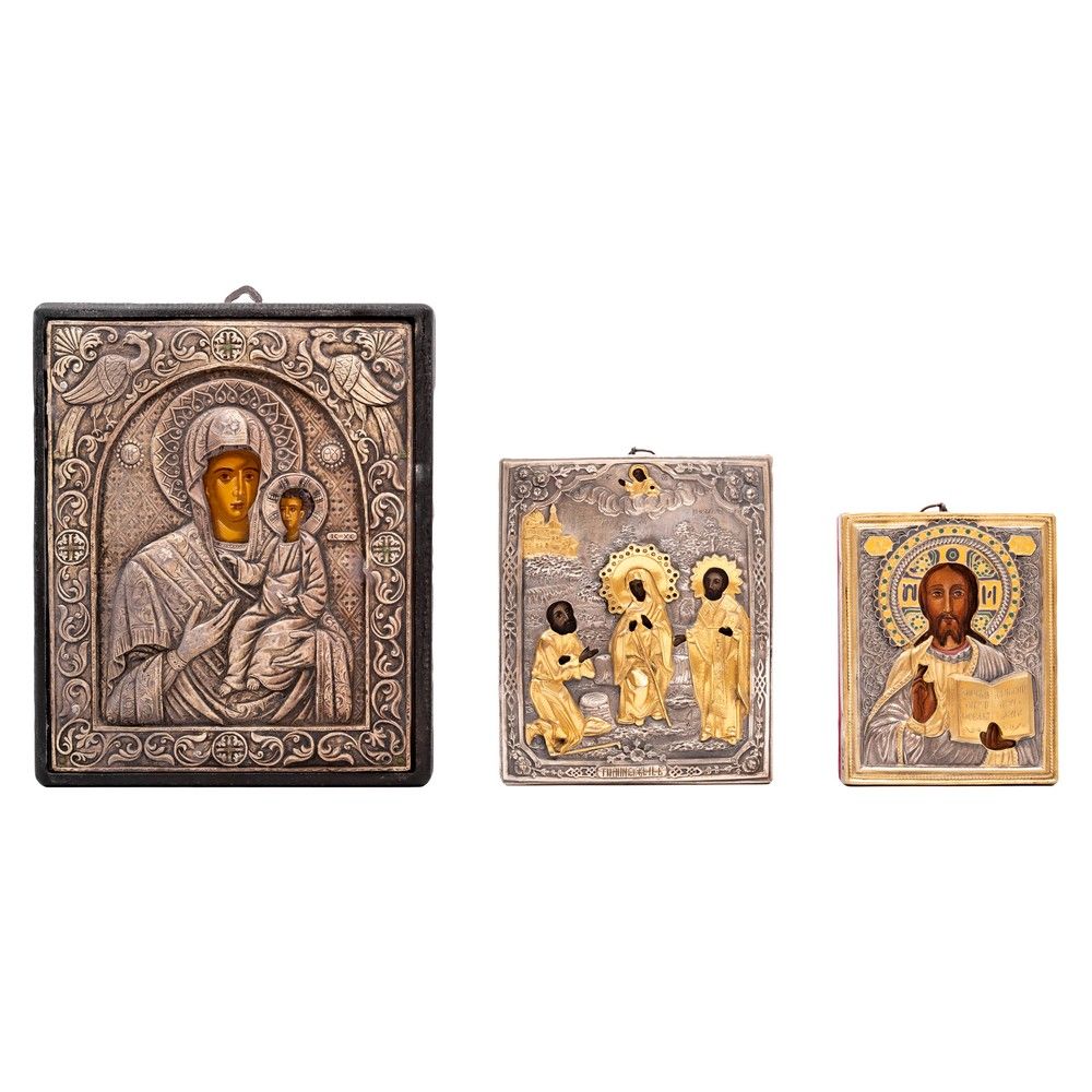TRE ICONE 三个图标

手绘银色和金黄色的 "圣母与儿童""基督 "和 "圣母与圣徒"。

cm 25 x 20 - cm 17.5 x 14.5 - &hellip;
