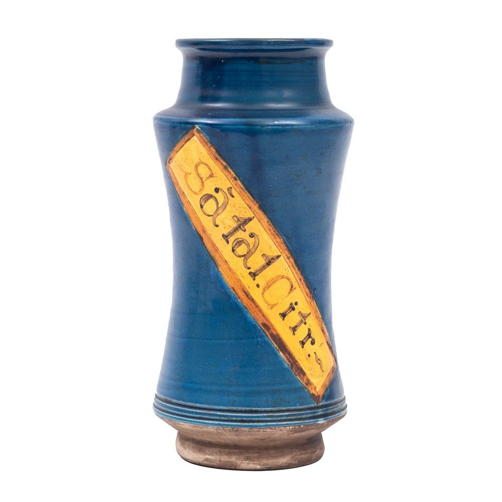 ALBARELLO in ceramica smaltata KERAMIK-TISCH in Blautönen verglast. 

Spanien 20&hellip;