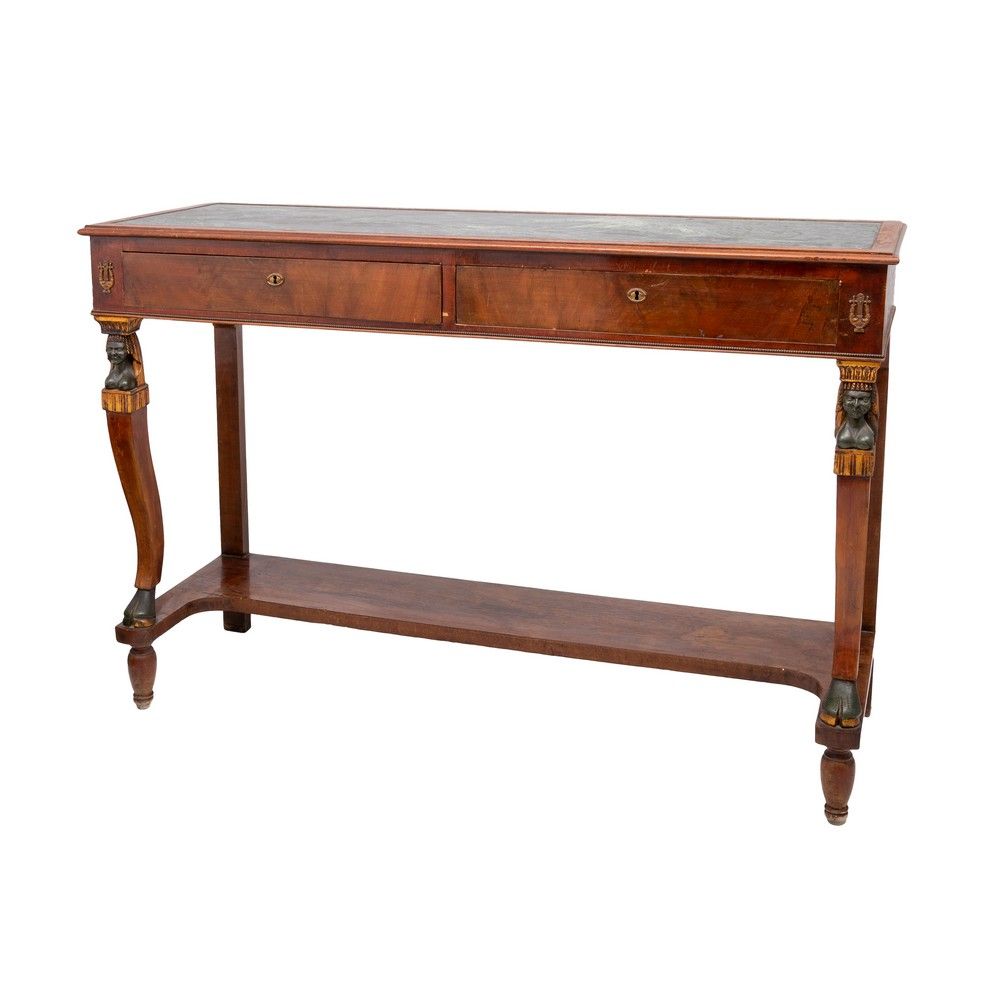 CONSOLLE IN MOGANO MAHOGANY CONSOLE TABLE 

Empire style with recessed green mar&hellip;