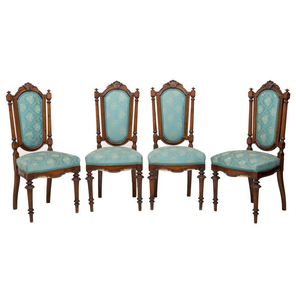 MANIFATTURA ITALIANA DEL XIX SECOLO, Quattro sedie 19 世纪意大利制造 
四把桃花心木路易-菲利普椅，椅座和&hellip;