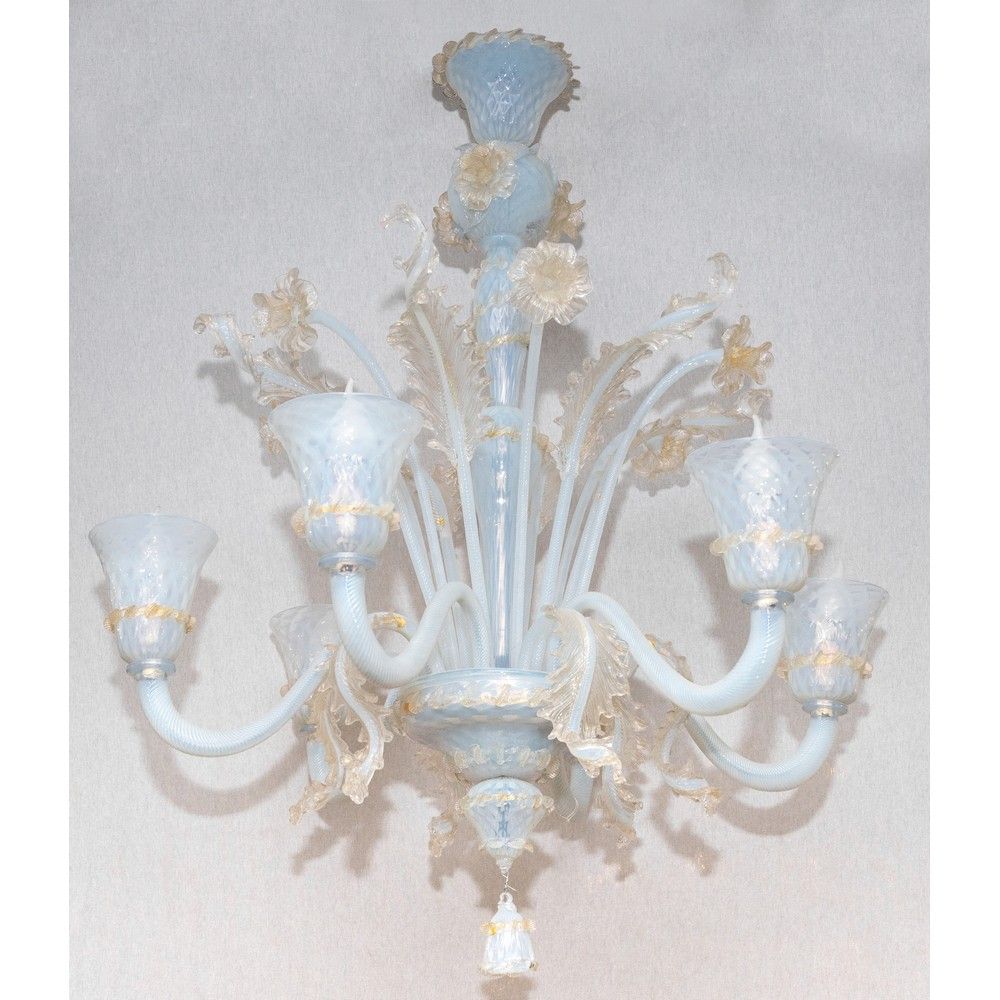 LAMPADARIO in vetro CHANDELIER en verre de Murano à six lumières dans les tons b&hellip;