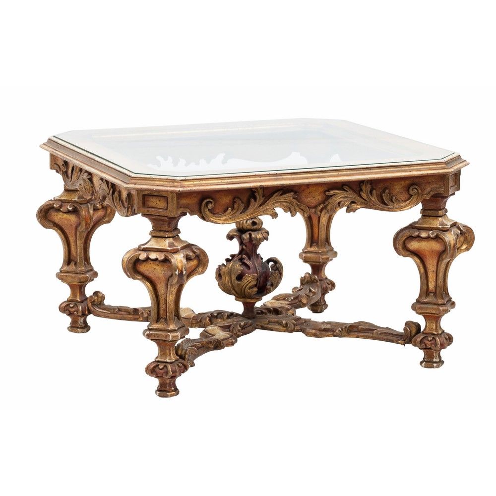 TAVOLINO da salotto Table basse de style baroque en bois laqué et doré de forme &hellip;