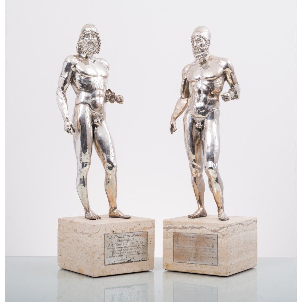 NICOLA MORELLI, Coppia sculture rivestite lamina d'argento NICOLA MORELLI (Mater&hellip;