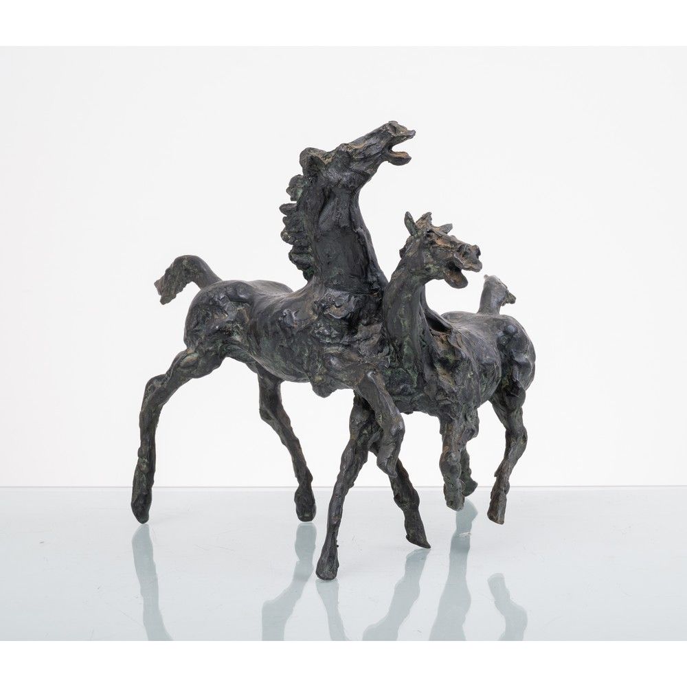 AUGUSTO MURER, Due cavalli, Scultura in bronzo AUGUSTO MURER (Falcade 1922 - Pad&hellip;