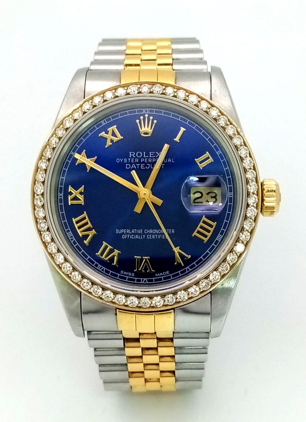 Null A ROLEX OYSTER PERPETUAL DATEJUST IN BI-METAL WITH STUNNING BLUE DIAL , DIA&hellip;