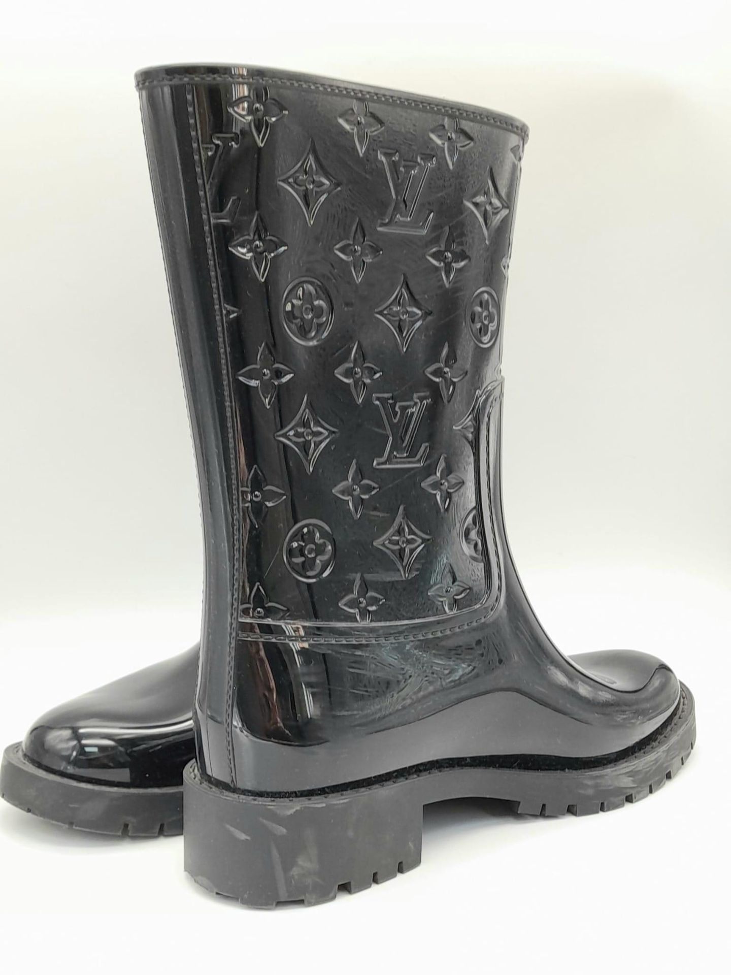 A Pair of Louis Vuitton Patent Wellington Boots. Size 39…