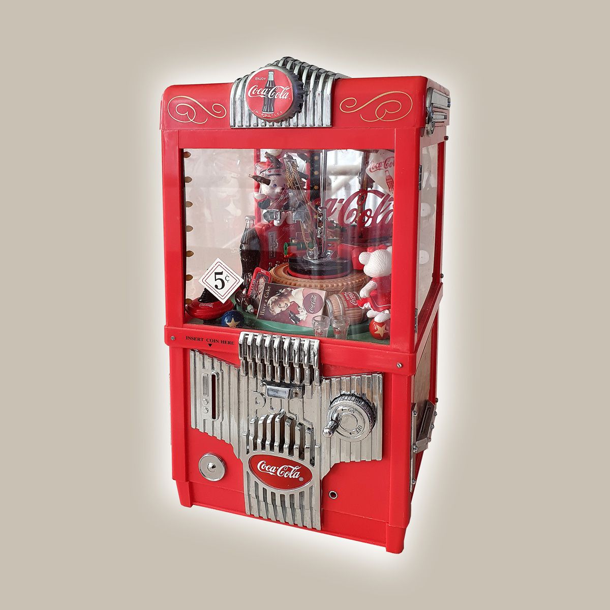1997 Enesco Coca-Cola Claw Machine Music Box Coin Bank 一个非常整洁的Enesco可口可乐爪子机发条音乐盒&hellip;