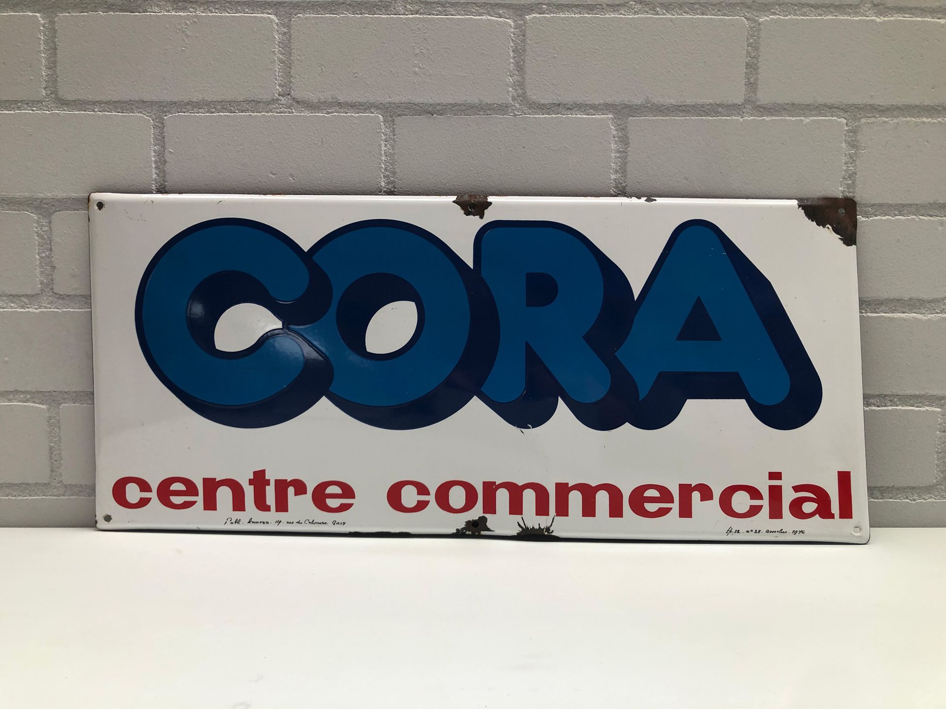 French Cora Centre Commercial Enamel Sign Enseigne publicitaire en émail pour ce&hellip;