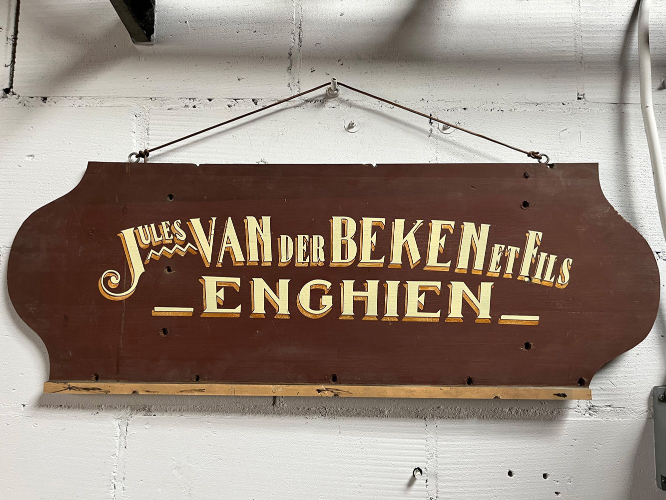Wooden Jules van der Beken & Sons Advertisement Sign Insegna pubblicitaria in le&hellip;