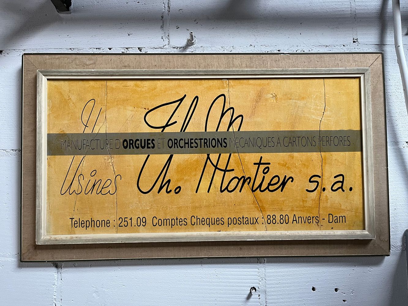 Framed Wooden Usines Th. Mortier Advertising Sign Panneau publicitaire en bois e&hellip;