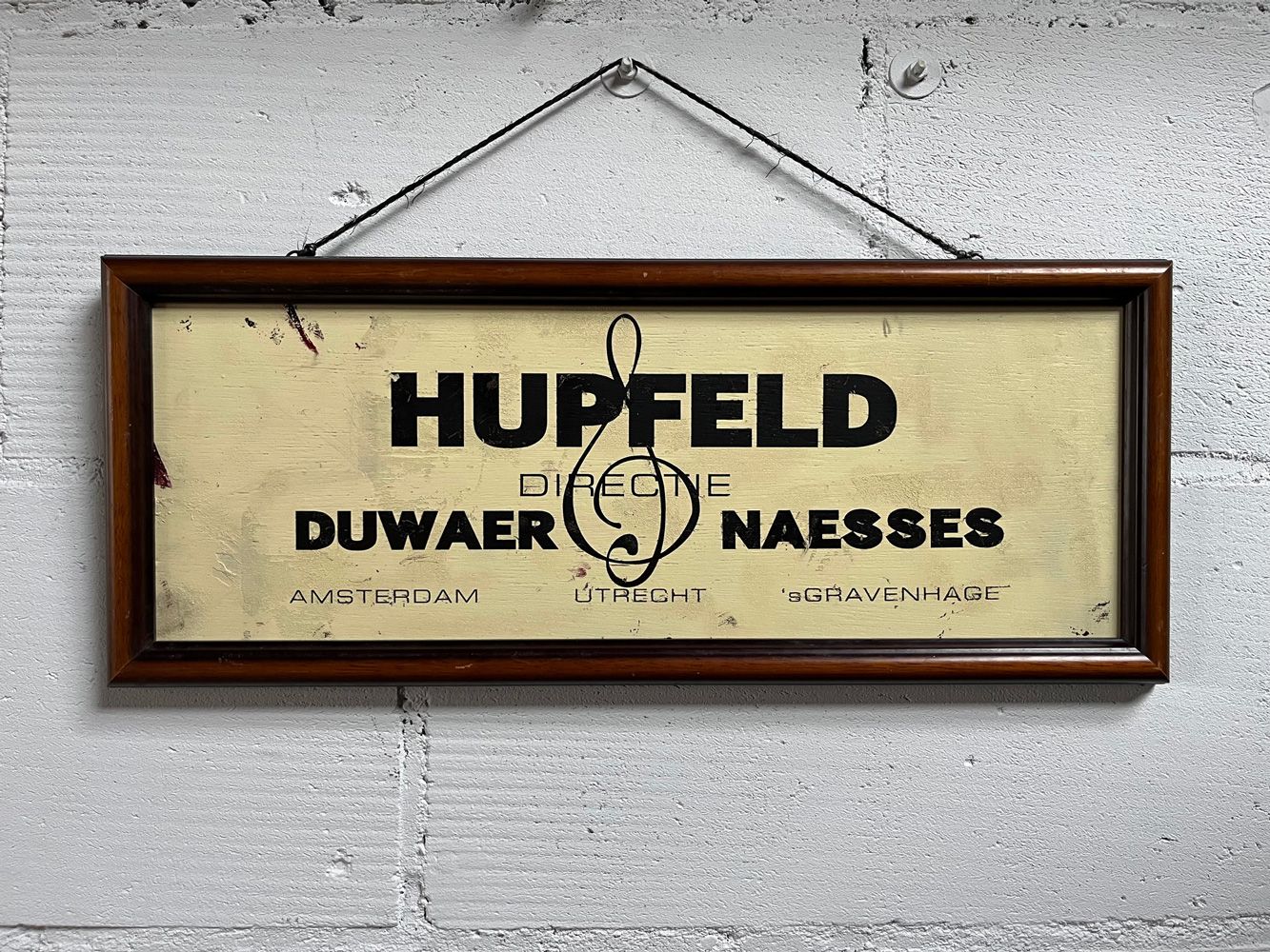 Wooden Dutch Hupfeld Advertising Sign Holländisches Hupfeld-Werbeschild aus Holz&hellip;