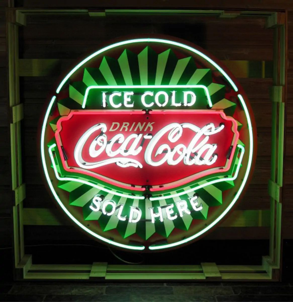 Large Ice Cold Coca-Cola Neon Sign with Backplate Grande enseigne lumineuse Ice &hellip;