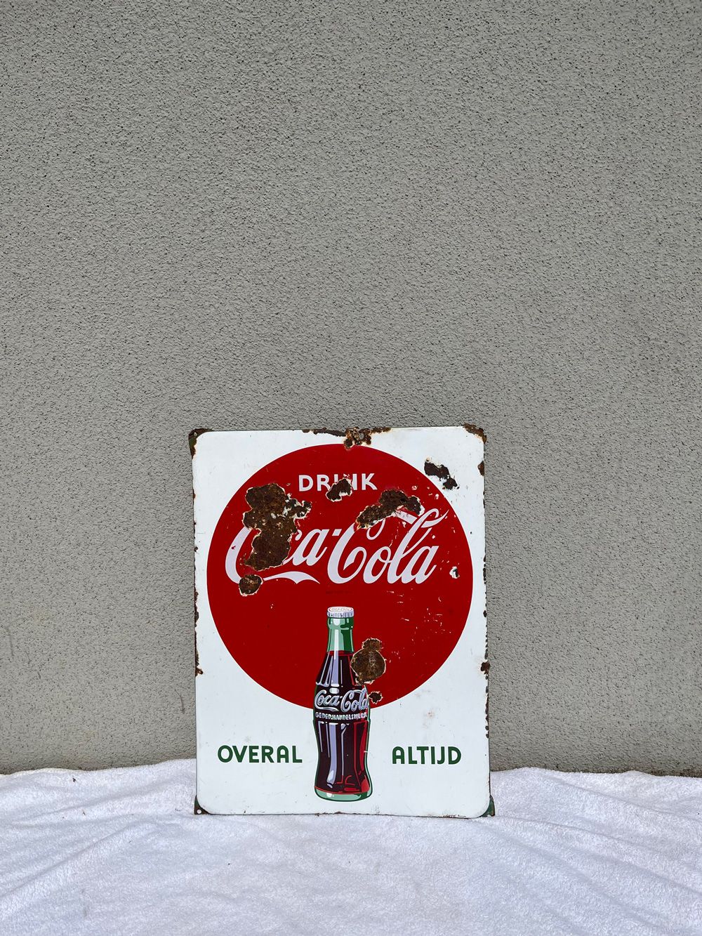1950s Dutch Enamel Coca-Cola Advertising Sign Panneau publicitaire émaillé Coca-&hellip;