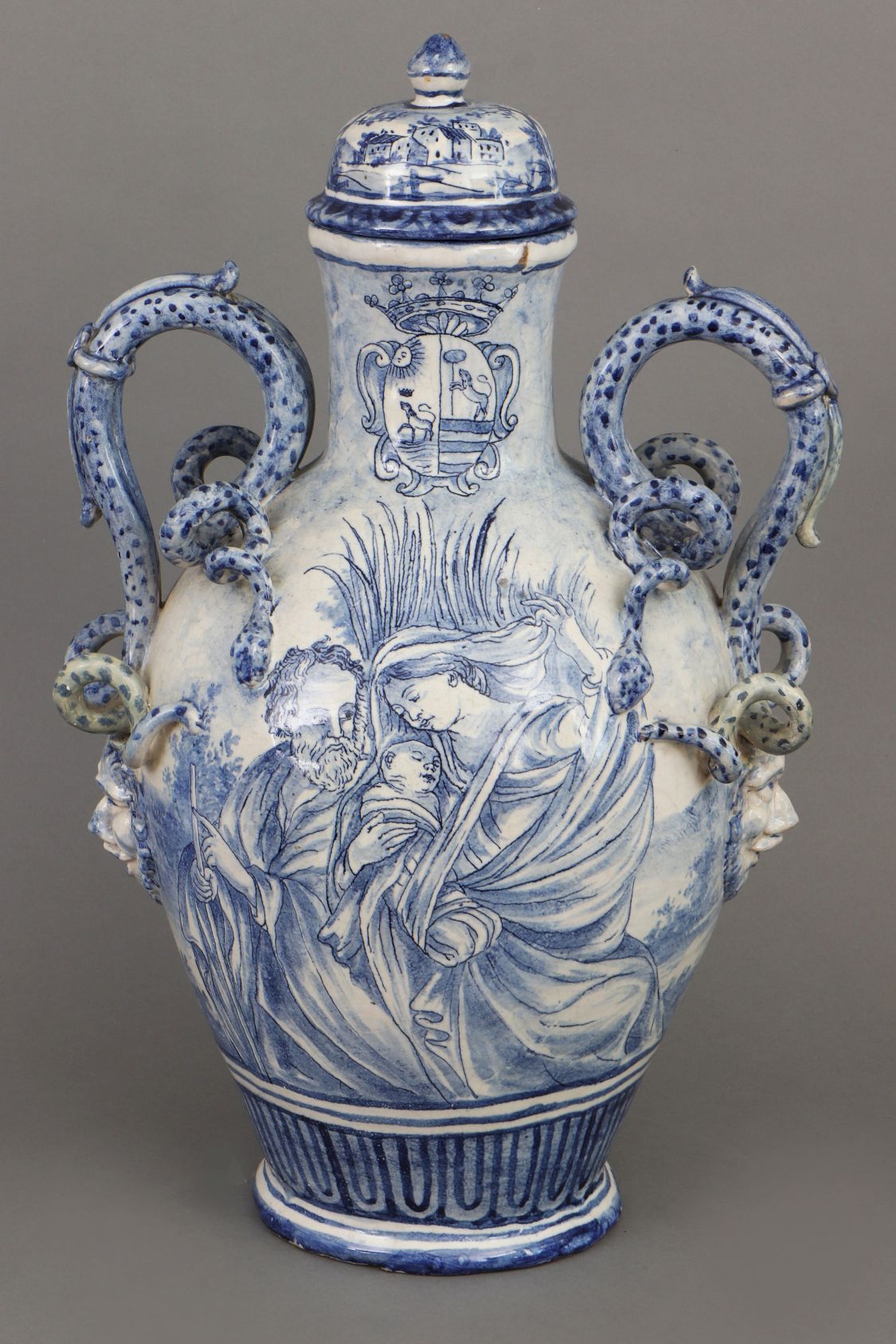 Null probably DELFT large lidded vase/albarello, 19th century, amphora-shaped bo&hellip;