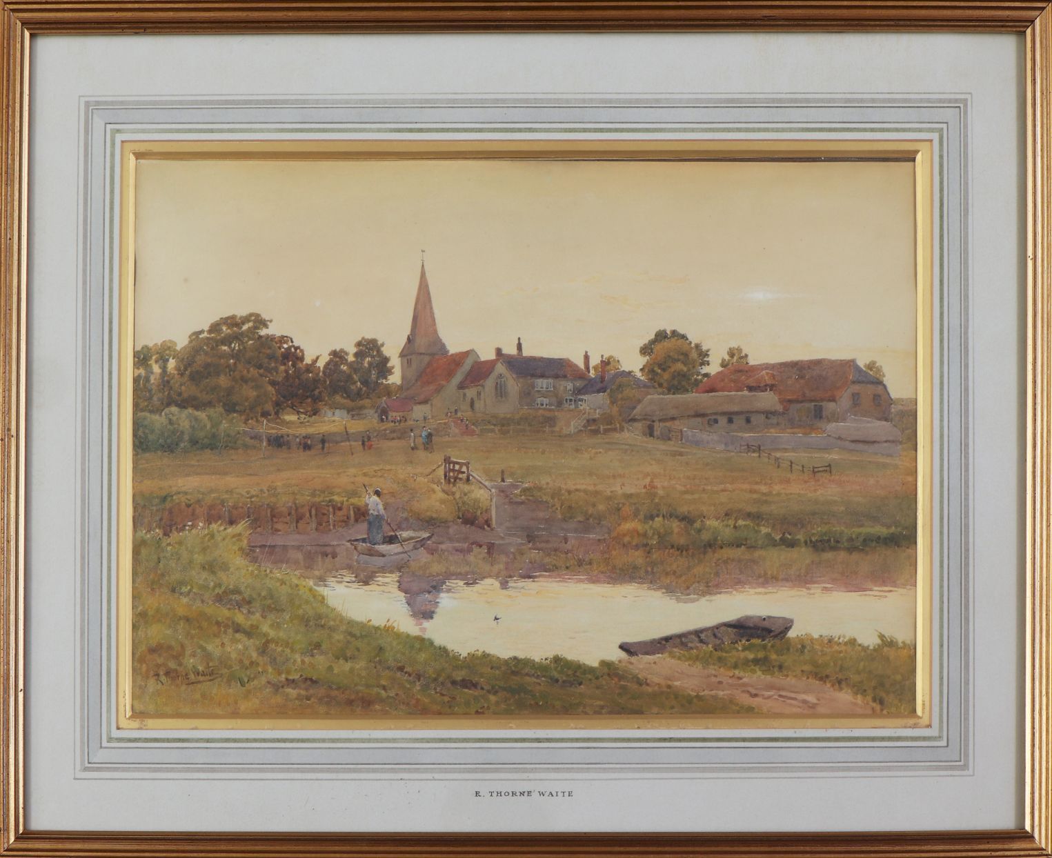 Null ROBERT THORNE WAITE (1842 - 1935) Dessin à l'aquarelle, ¨Paysage rural avec&hellip;