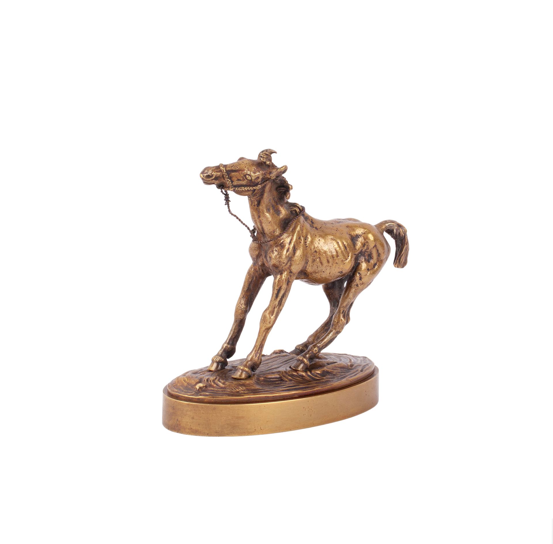 Null 雕塑 "奔跑的小马"。青铜器，铸造，压印，抛光。雕塑家E. Lanceray。F. 肖邦的工厂。彼得堡，19世纪末。 尺寸：16 x 17 x 8厘米&hellip;