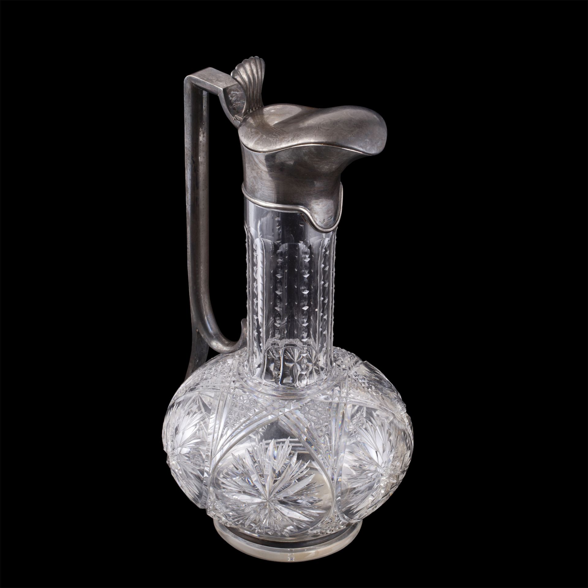 Null A Russian art-nouveau style silver-gilt and cut crystal carafe. Makers mark&hellip;
