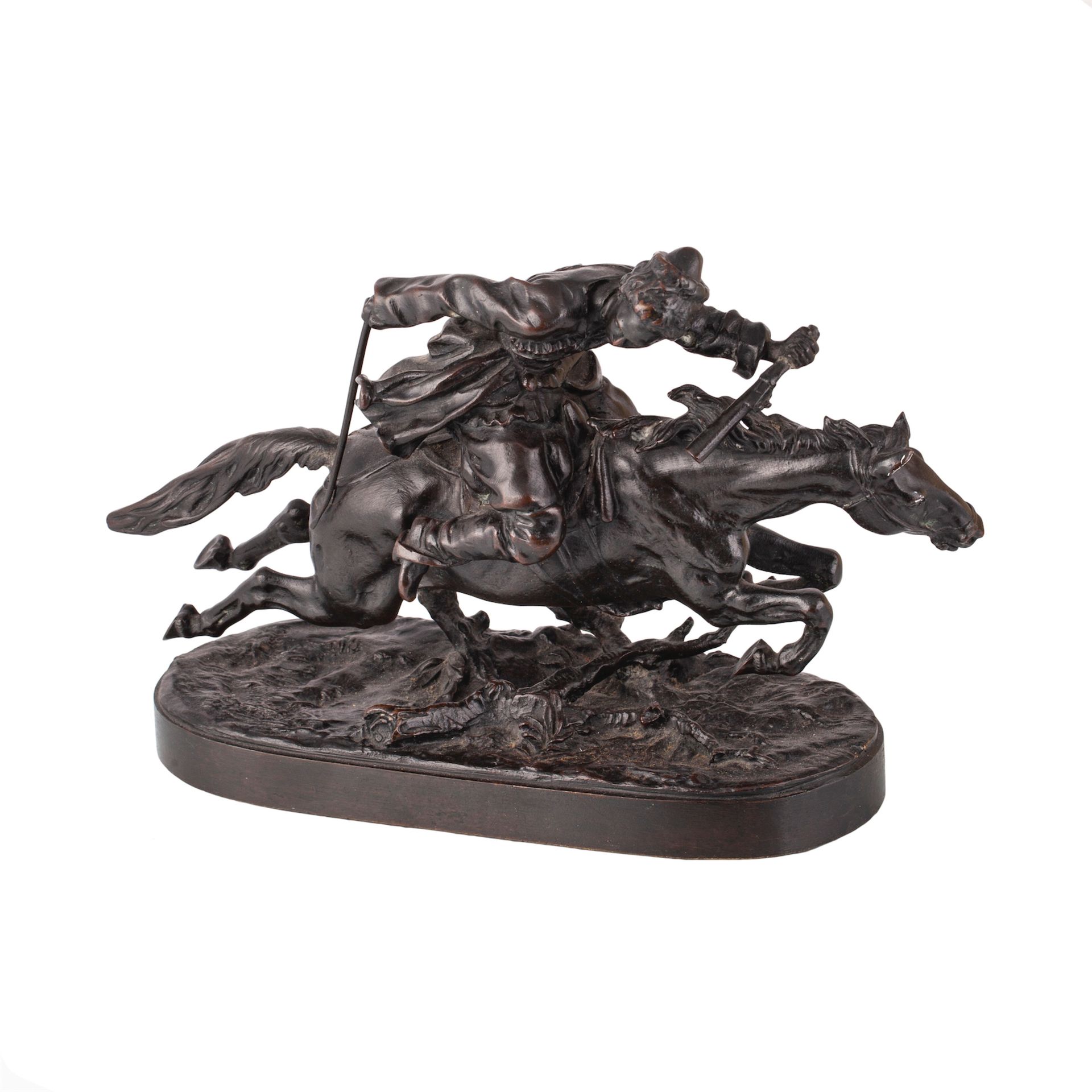 Null A Russian bronze composition "Cossack riding a horse in pursuit". Author E.&hellip;