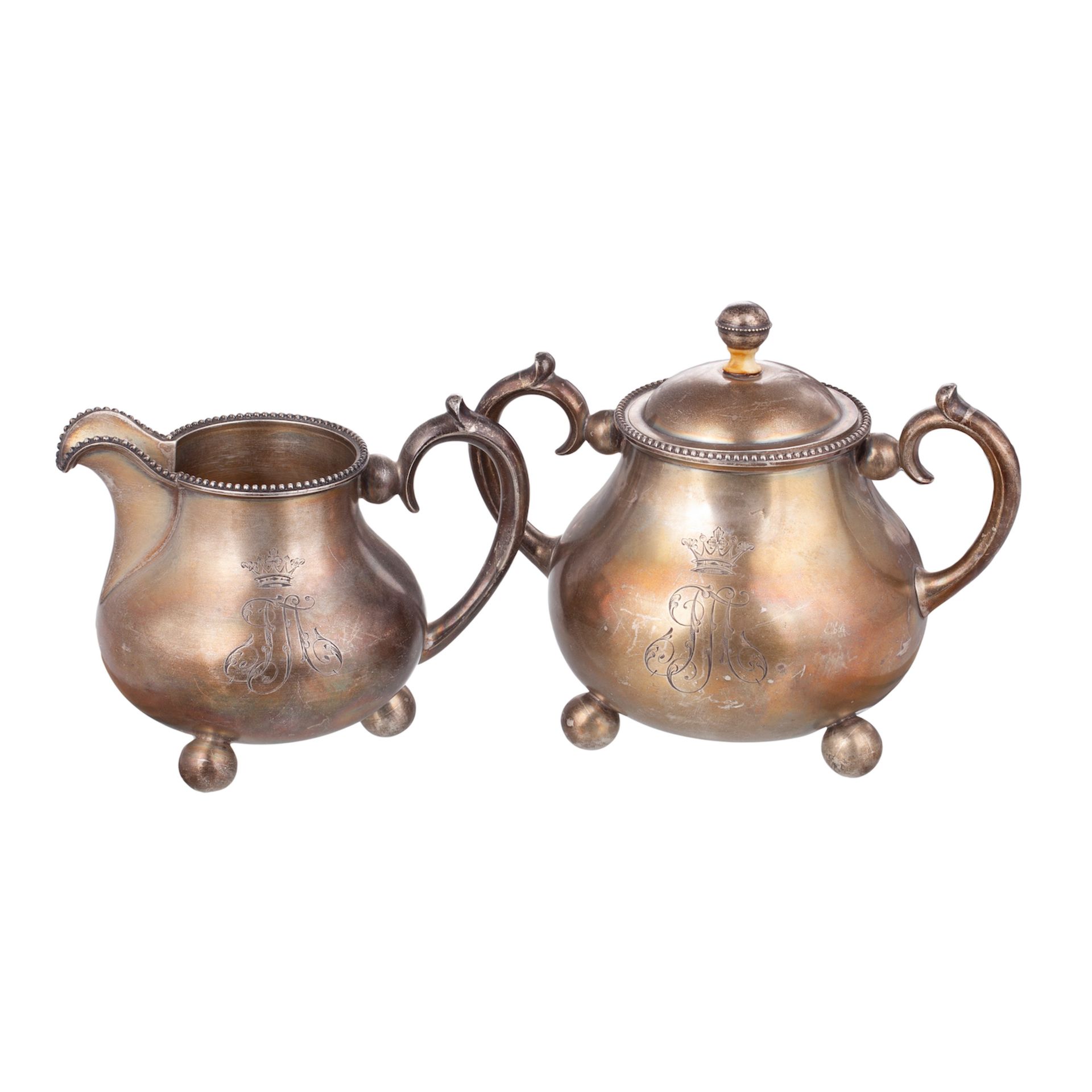 Null A Russian silver-gilt tea/coffee set with a duke's monogram. Makers mark of&hellip;