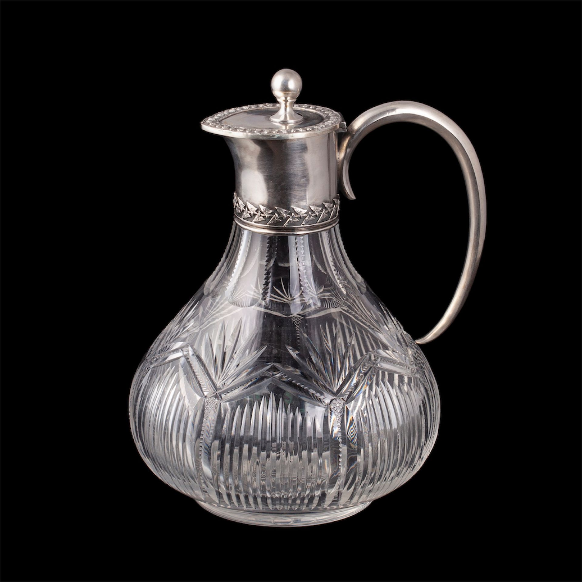 Null A Russian art-nouveau style silver-gilt decanter with "palmette leaf" decor&hellip;