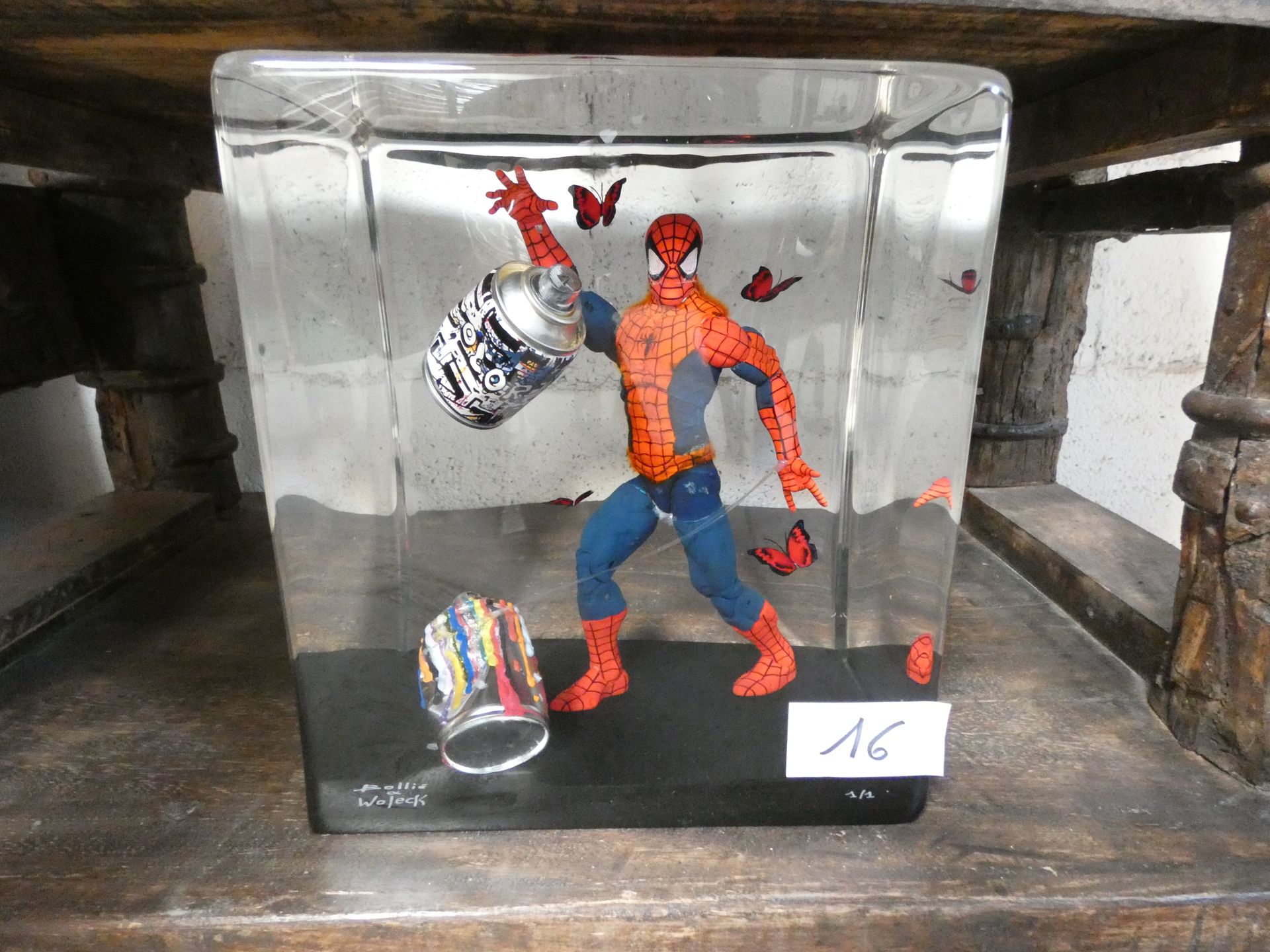 Null 1件雕塑Marvel包含在树脂中的蜘蛛侠，编号为1/1，签名为Bollie和Woleck（Jean Francois Bollie生于1964年，Ri&hellip;