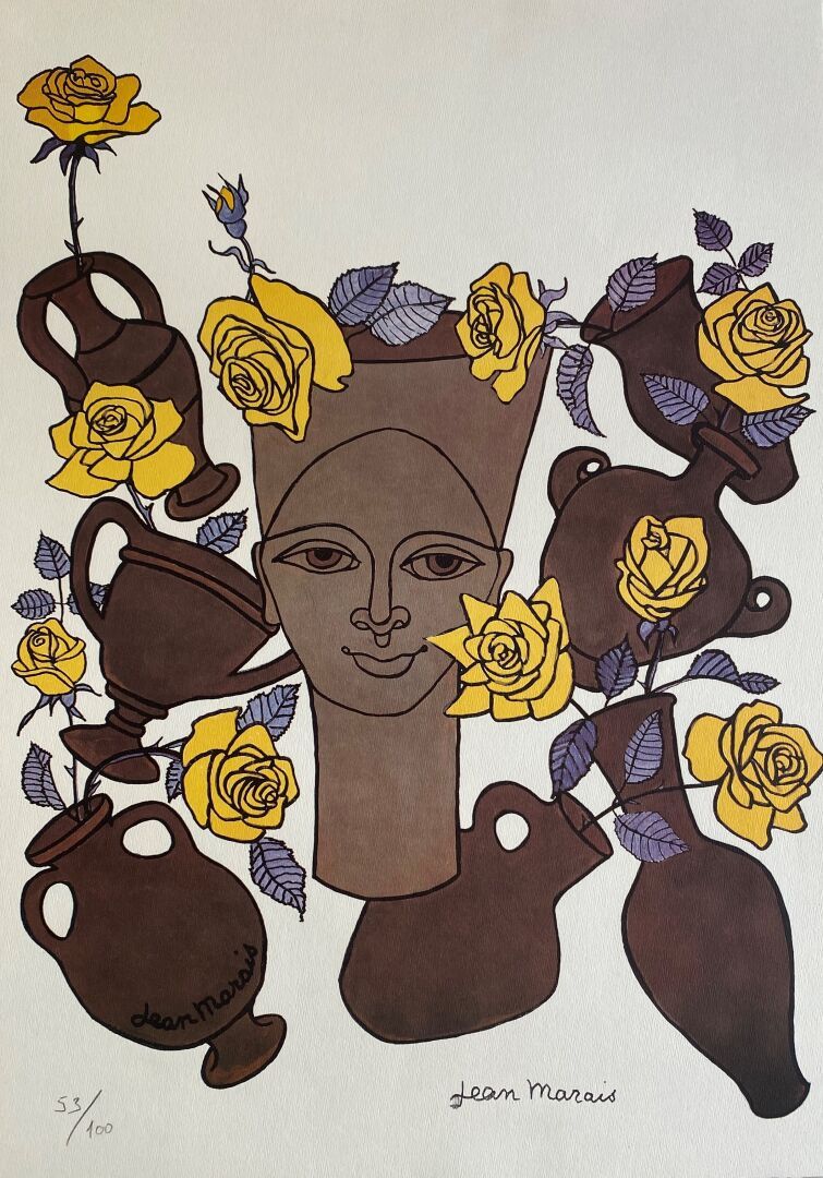Jean MARAIS (1913-1998) 
1993年8月8日Vallauris陶器节的海报草案




彩色平版印刷




板块中的签名和艺术家的盖章&hellip;