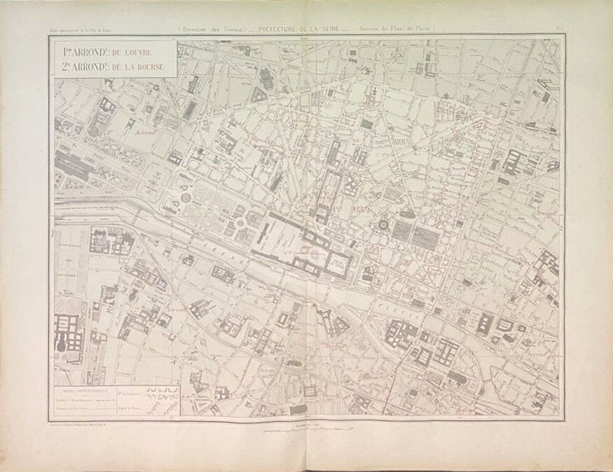 Null PARIS - Plan du 1er arrondissement (Louvre) et du deuxième arrondissement (&hellip;