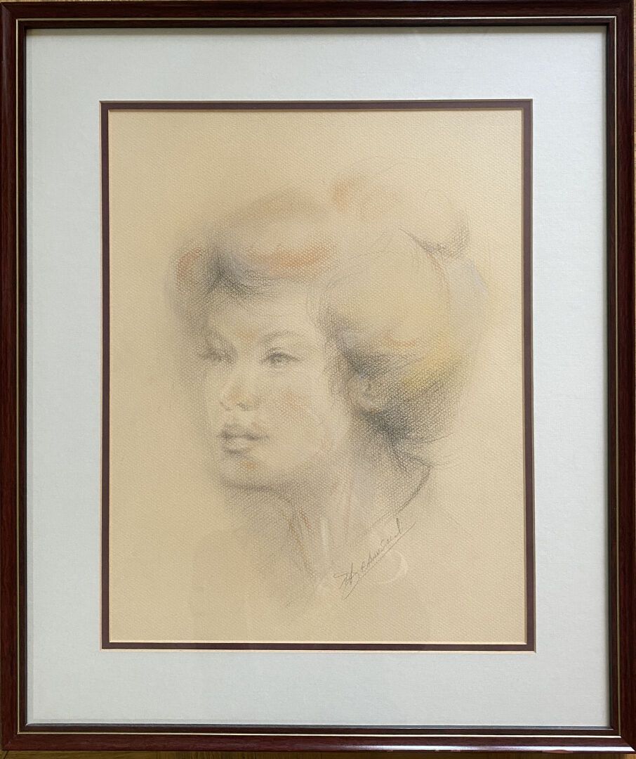 Null Portrait de dame
Pastel et fusain sur papier, portant une signature
39 x 29&hellip;
