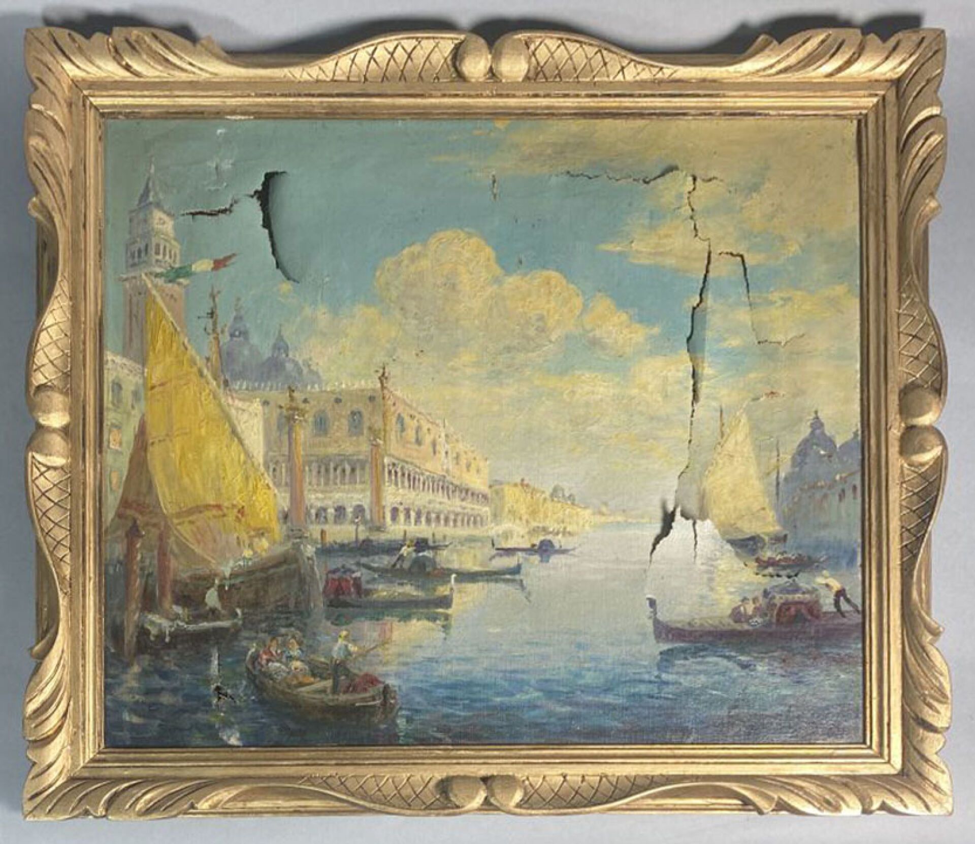 Null Ecole moderne - Le grand canal à Venise, huile sur toile signée en bas à dr&hellip;