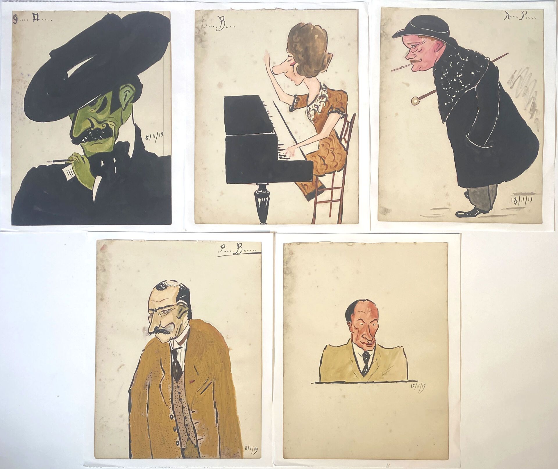 Null Charles REAL (1898-1979)
Lot de caricatures comprenant : 

Ensemble de cinq&hellip;