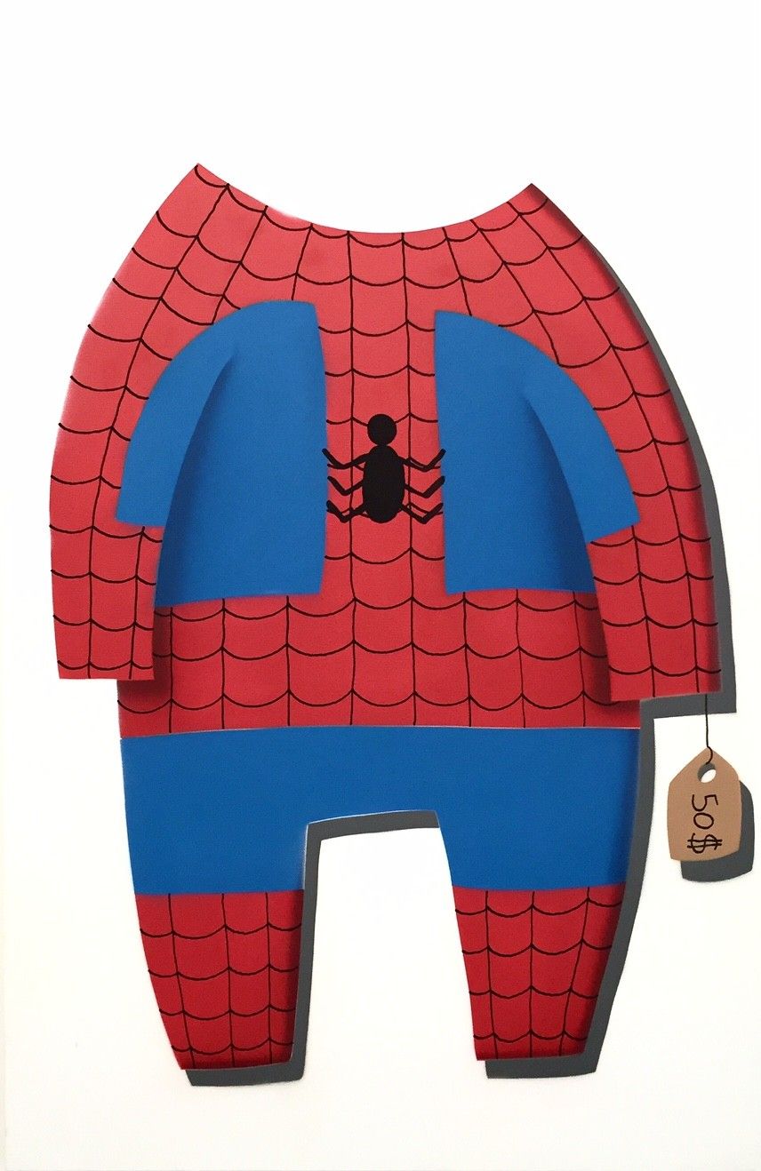 GUM Gomma

 Costume da uomo ragno, 2015

 

 Aerosol su tela

 Firmato a mano

 &hellip;