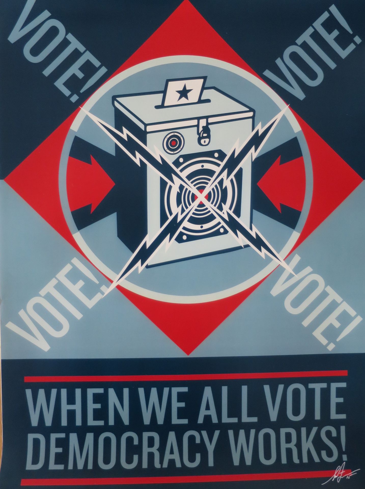 Shepard FAIREY Shepard FAIREY (Obey)

当我们都投票的时候，2020年

海报

版面上有Shepard Fairey的签名&hellip;