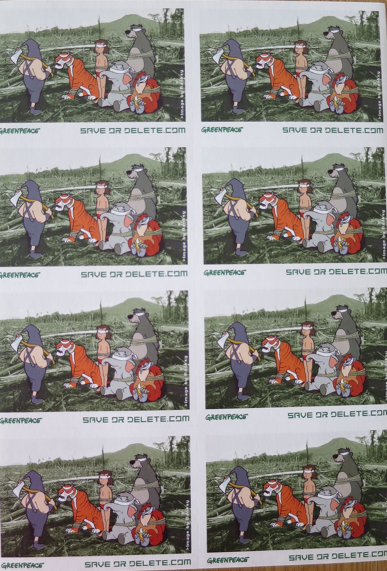BANKSY 班克斯（后

保存或删除，2001

班克斯为绿色和平组织制作的8张丝网印刷贴纸，印于2001年。

尺寸：30 x 21 cm





拍品将&hellip;