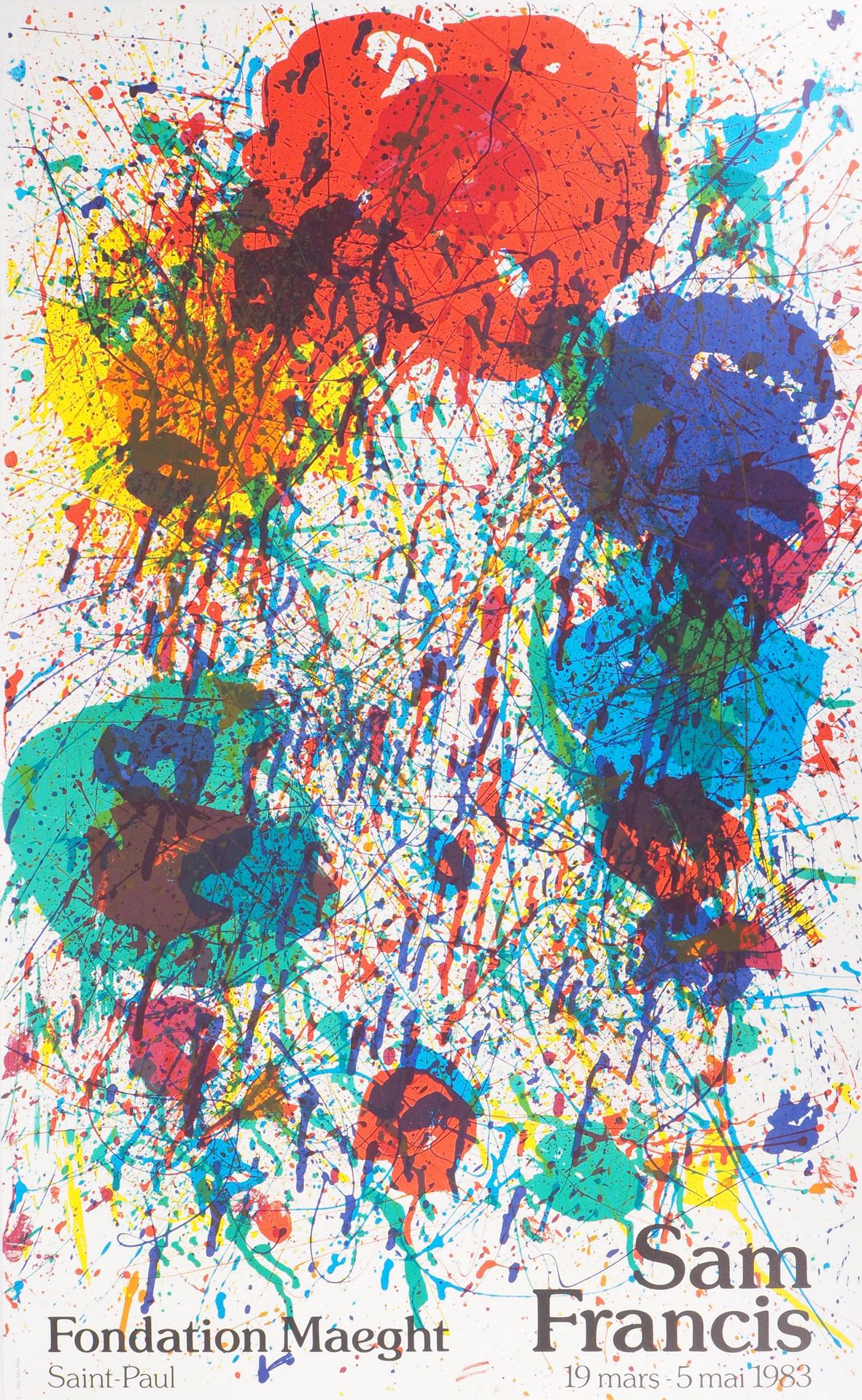Sam FRANCIS 萨姆-弗兰西斯

爆炸性的色彩

这一时期的原版石印海报

为1983年在迈格特基金会举办的山姆-弗朗西斯展览而制作

打印机：Arte&hellip;