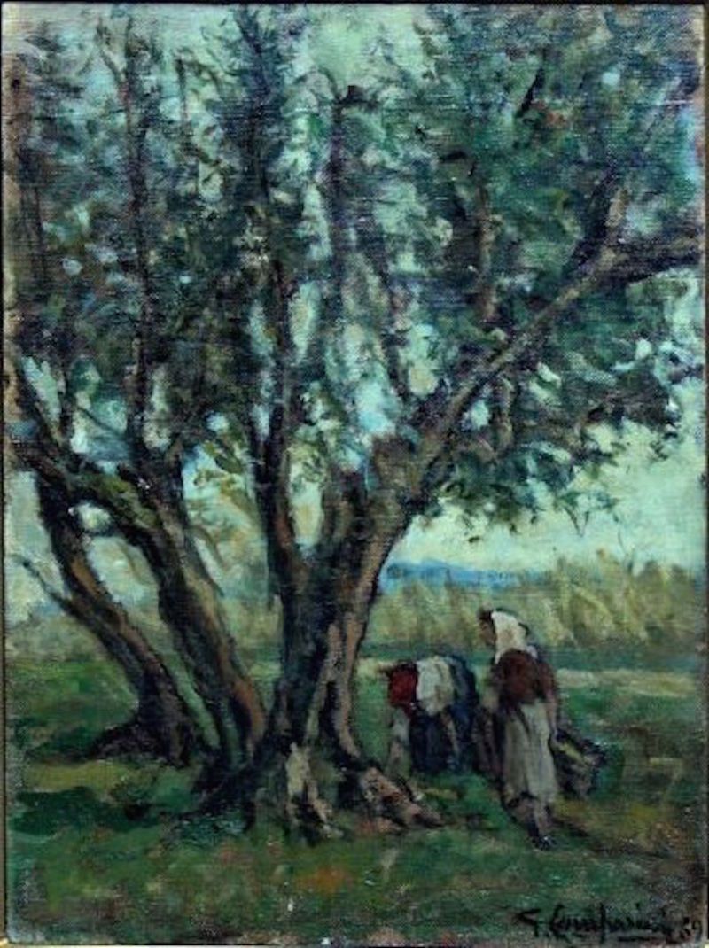 Giuseppe COMPARINI 朱塞佩-康帕里尼（Giuseppe COMPARINI） 橄榄树的收获 布面油画 作品右下方有签名 50x35cm



&hellip;