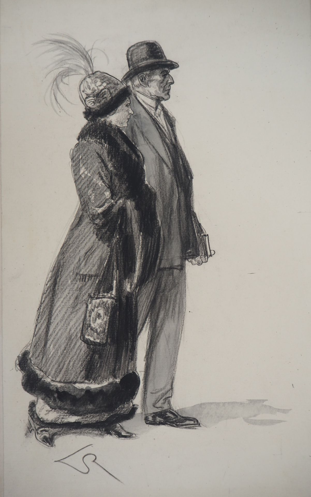 Almery LOBEL-RICHE Alméry LOBEL-RICHE (1880-1950)

优雅的情侣，约1920年

铅笔线和树桩上的印度墨水原画
&hellip;