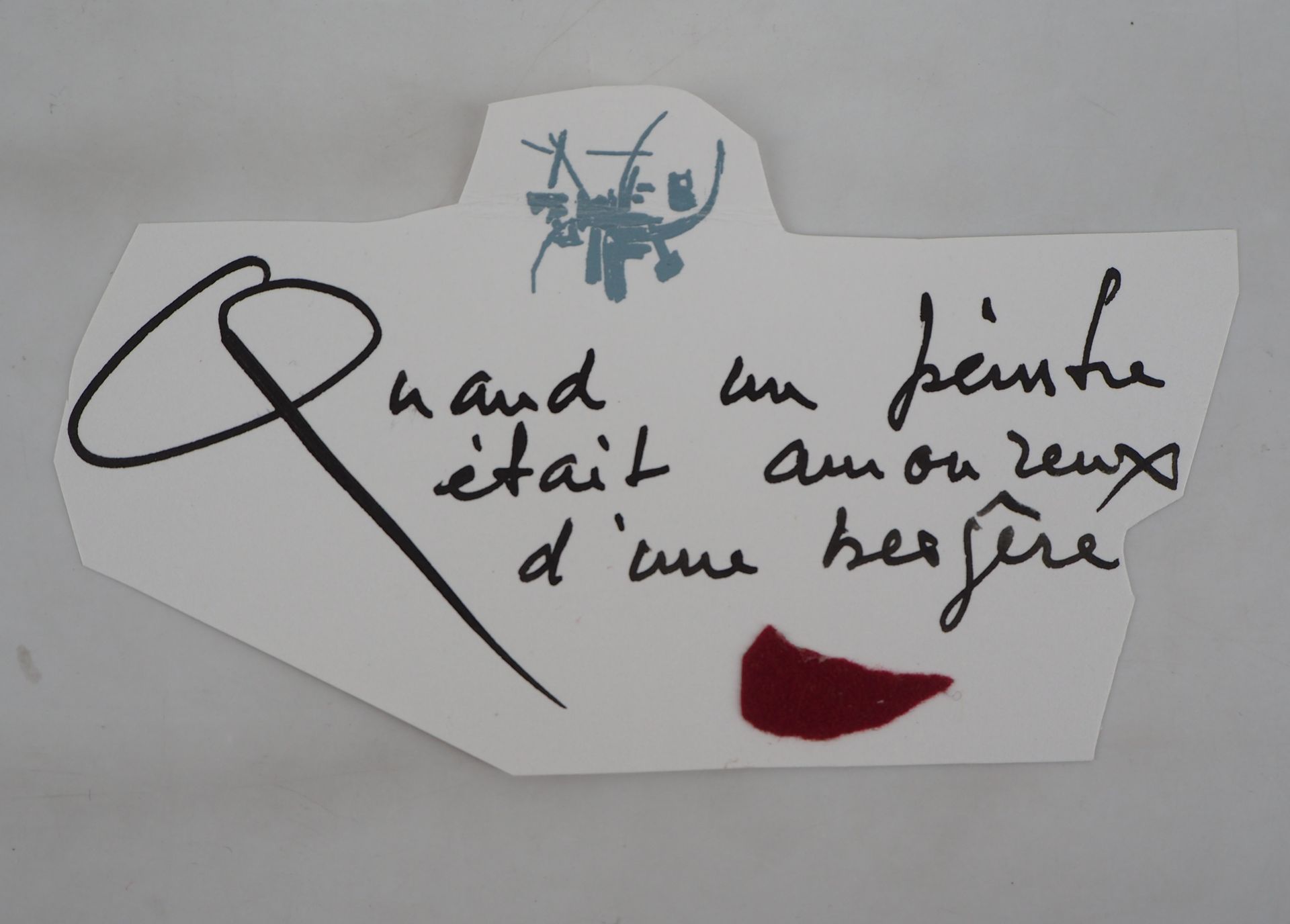 Georges MATHIEU Georges MATHIEU

恋爱中的画家，1993年

原本用墨水书法的名片，并以一块红色毛毡的拼贴画作为装饰。

附带一&hellip;